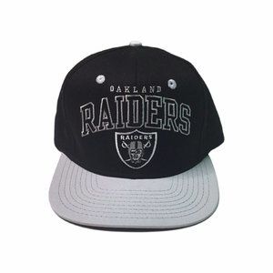 Vintage Oakland Raiders NFL Snapback Hat Reebok Cotton Black and Gray NWOT